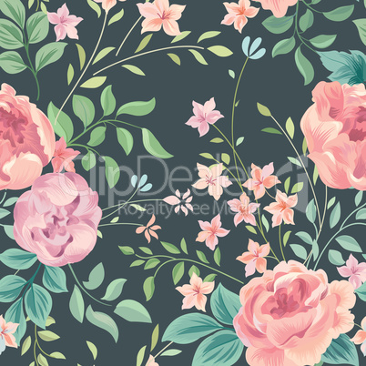 Floral seamless pattern. Abstract ornamental flowers. Flourish d