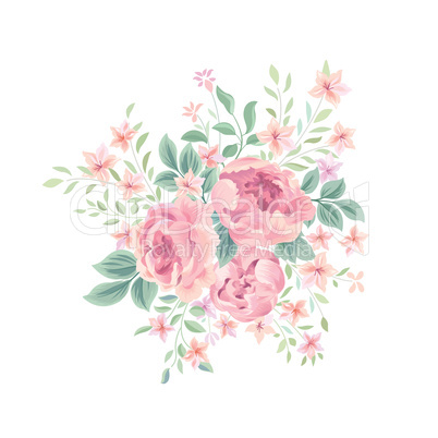 Floral background. Flower rose bouquet. Flourish card