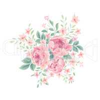 Floral background. Flower rose bouquet. Flourish card