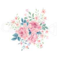 Floral background. Flower rose bouquet greeting card