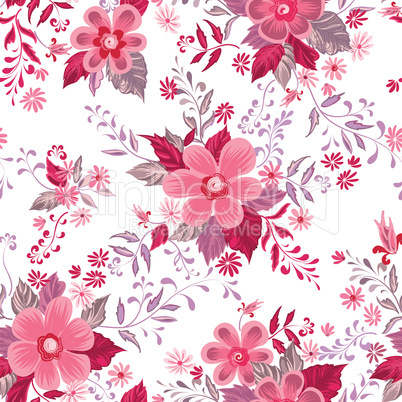 Floral seamless pattern. Flower background. Ornamental fabric retro painting