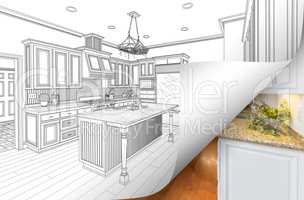 Kitchen Drawing Page Corner Flipping with Photo Behind