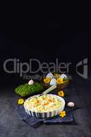 Spring egg salad with leek and garden cress