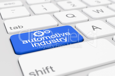 3d render of a keyboard with blue automotive industry button.
