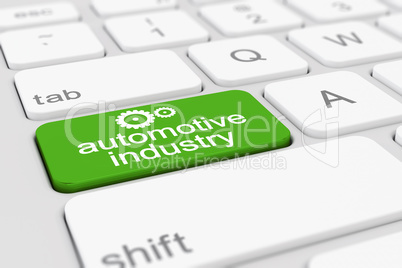 3d render of a keyboard with green automotive industry button.