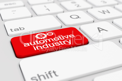 3d render of a keyboard with red automotive industry button.