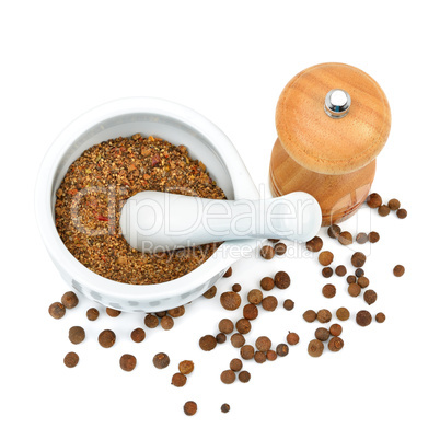 Kitchen equipment for grinding spices isolated on a white backgr