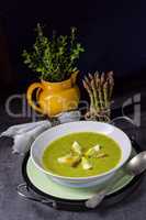 green wild garlic soup with egg