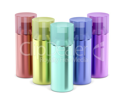 Multicolored aerosol spray cans