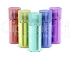 Multicolored aerosol spray cans