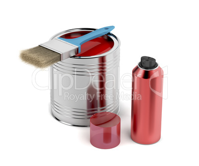 Painting equipment on white background