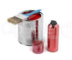 Painting equipment on white background