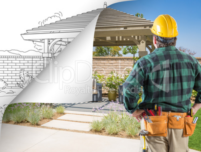 Contractor Facing Pergola Photo with Page Flipping to Drawing Be