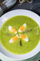 green wild garlic soup with egg