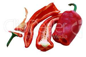 vegetable red long pepper, sliced Bulgarian red sweet or spicy pepper