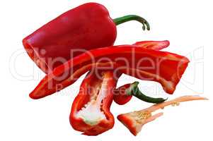 vegetable red long pepper, sliced Bulgarian red sweet or spicy pepper