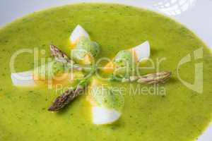 green wild garlic soup with egg