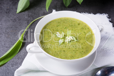 green wild garlic soup