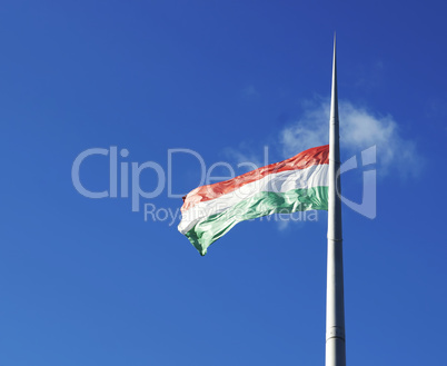 Hungarian flag on the mast