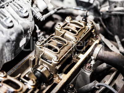 Vehicle motor or auto car engine at automobile repairing service