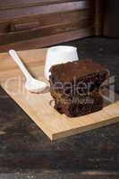 Brownie on a wooden board