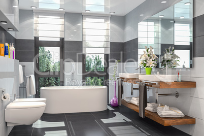 3d render of a modern bathroom