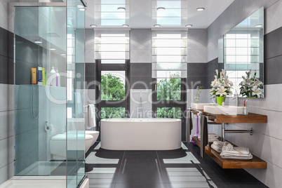 3d render of a modern bathroom