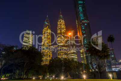 Twin Towers Petronas in the Night Kuala Lumpur