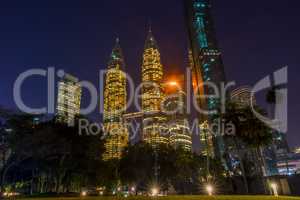 Twin Towers Petronas in the Night Kuala Lumpur