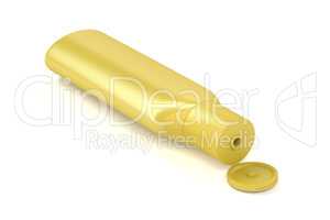 Yellow plastic bottle for cosmetic products