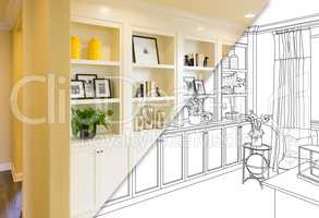 Custom Built-in Shelves and Cabinets Design Drawing with Cross S