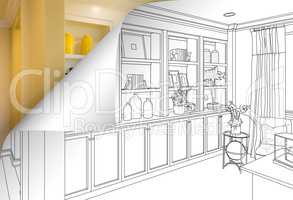 Built-in Shelves and Cabinets Drawing with Page Corner Flipping
