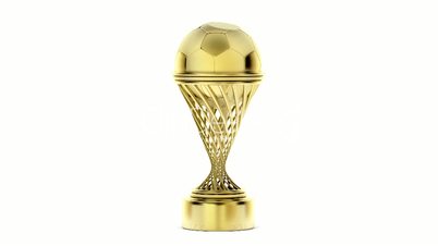 Golden football trophy