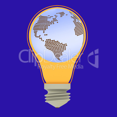 Lightbulb with globe, 3-Illustration
