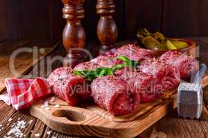 fresh raw beef roulades