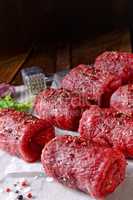 fresh raw beef roulades