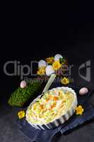 Spring egg salad with leek and garden cress