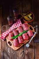 fresh raw beef roulades