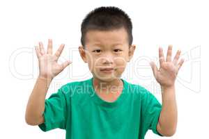 Asian child showing number ten
