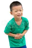 Asian child holding his stomach