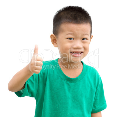 Asian boy thumb up