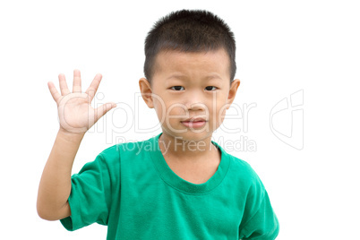 Asian child showing palm