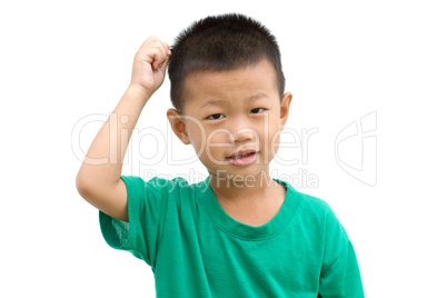 Asian child pulling hair