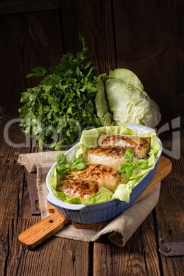 Cabbage rolls with minced meat filling