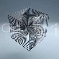 Abstract technology wire cube 3d logo metal background