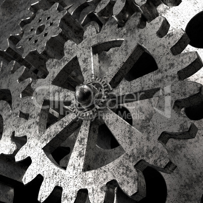 engine gear wheels, industrial 3d background