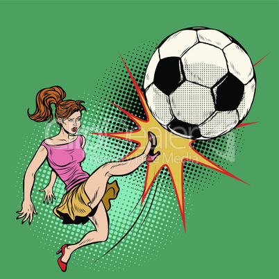 woman hits a soccer ball, football championship