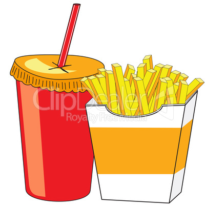 French fries and a glass of drink