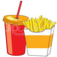 French fries and a glass of drink