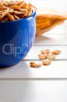 Cornflakes in a blue bowl